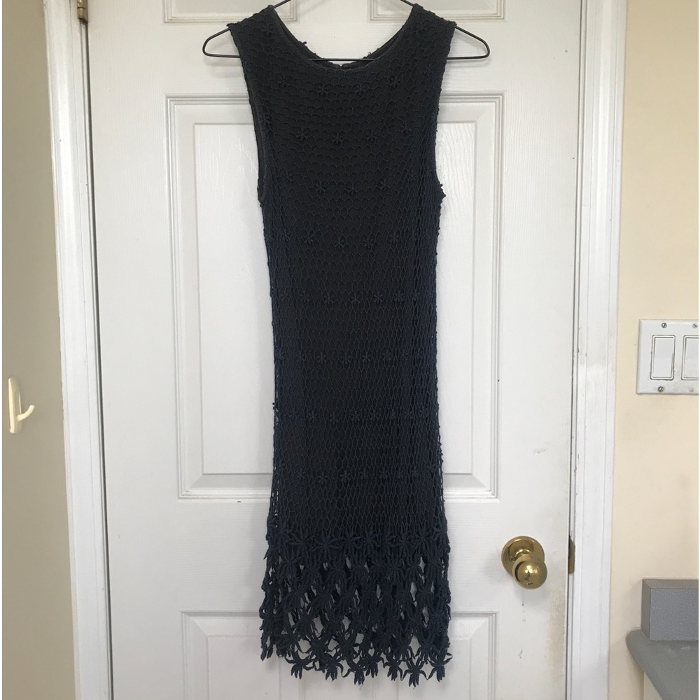 Preloved Zara Trafaluc eyelet lace dress dark grey size us S 100% cotton